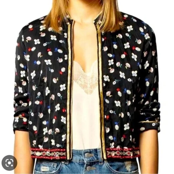 Zadig & Voltaire Black Floral Blazer with Gold Trim - Picture 1 of 6